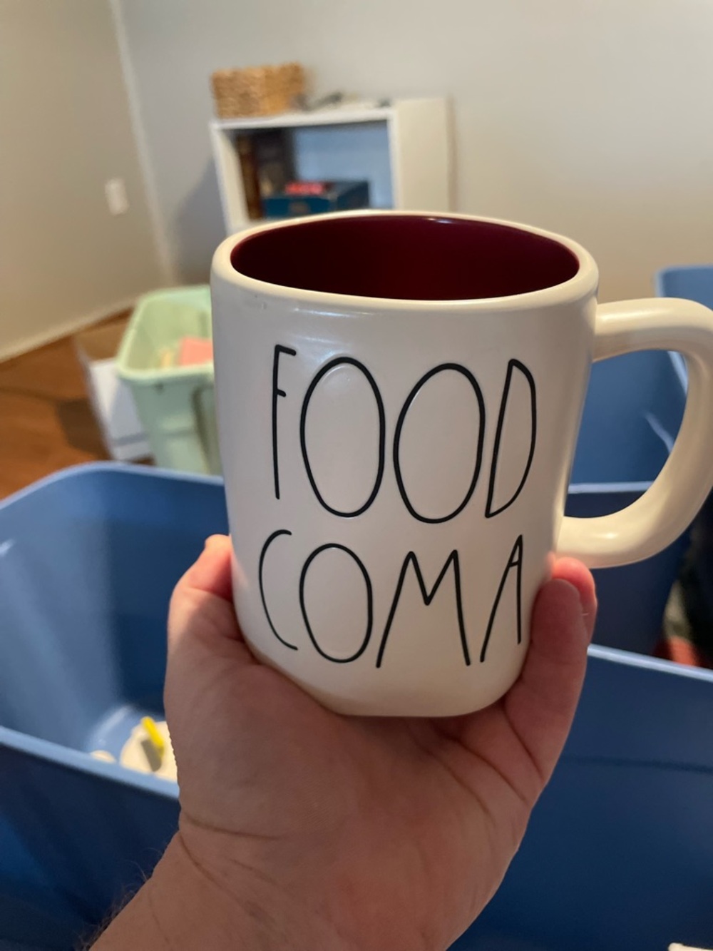*Rae Dunn 'Food Coma' Mug - White Exterior with Burgundy Interior